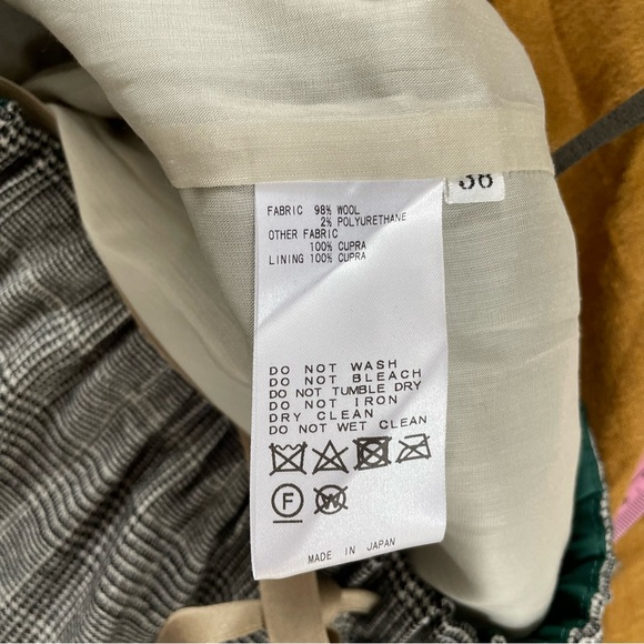 ENRICA Japan grey plaid wool drawstring straight trousers 38 - Picture 3 of 6